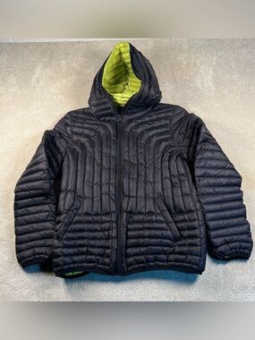 Down Puffer Coat Lightweight Black Halifax Traders  Zip Up Large